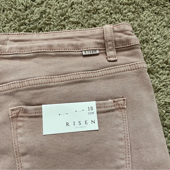 NWT Risen High Rise Raw Hem Slit Straight Jeans in Mauve size 15/32 - Picture 9 of 15